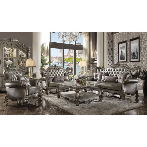 Lark Manor Carvajal 3 Piece Faux Leather Configurable Living Room Set